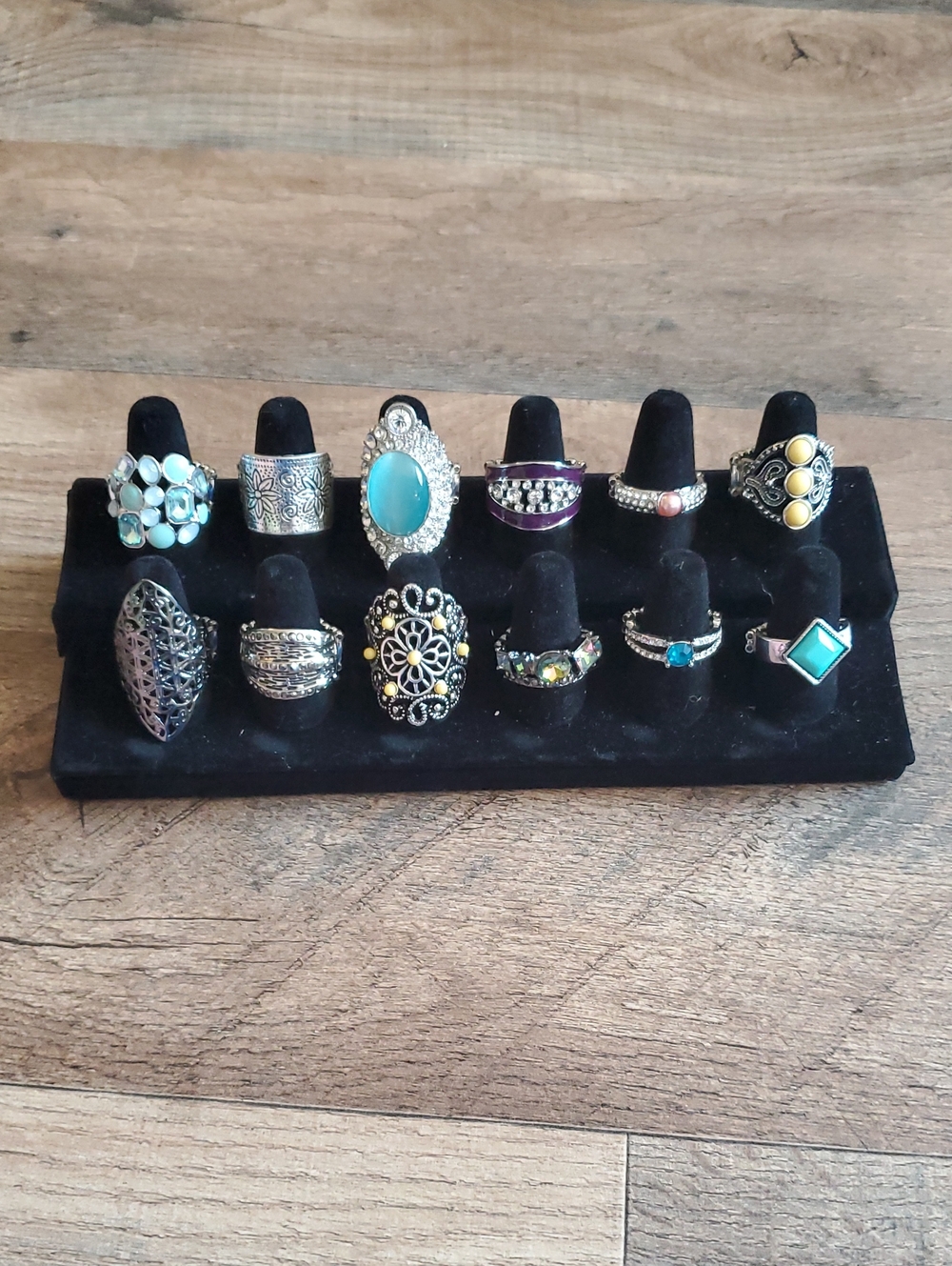 Turquoise Accent Silver-Tone Women's Ring